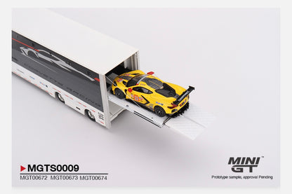 MiniGT 1:64 Corvette Racing C8.R Racing Transporter Set - MGTS0009