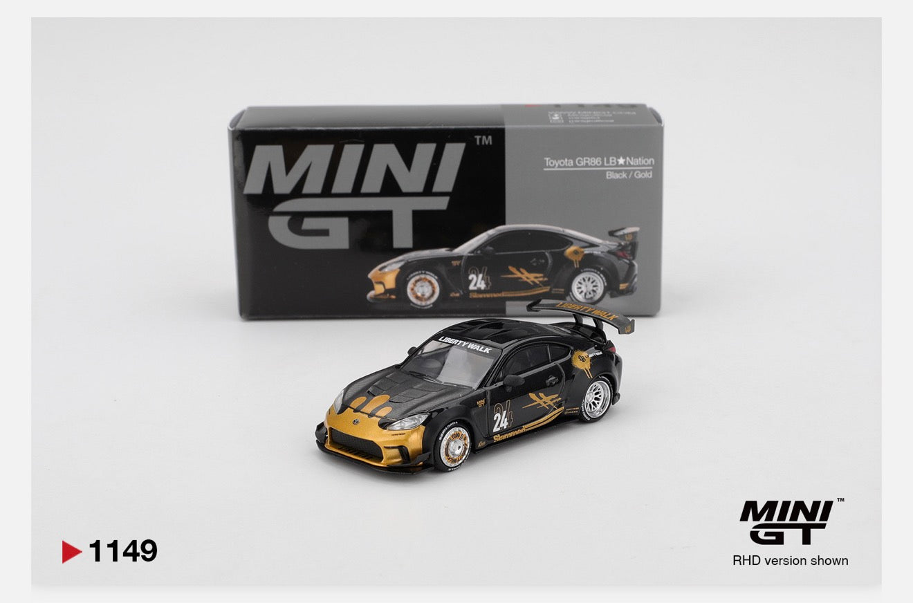MiniGT 1:64 Toyota GR86 LB★Nation Black / Gold #1149