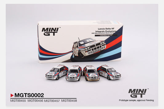 MiniGT 1:64 Lancia Delta HF Integrale Evoluzione 1992 Rally MonteCarlo Martini Racing - 4 Car Box Set