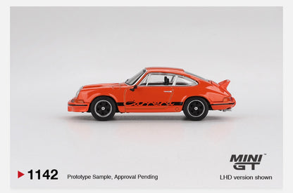 MiniGT 1:64 Porsche 911 Carrera RS 2.7 Tangerine with Black Livery #1142