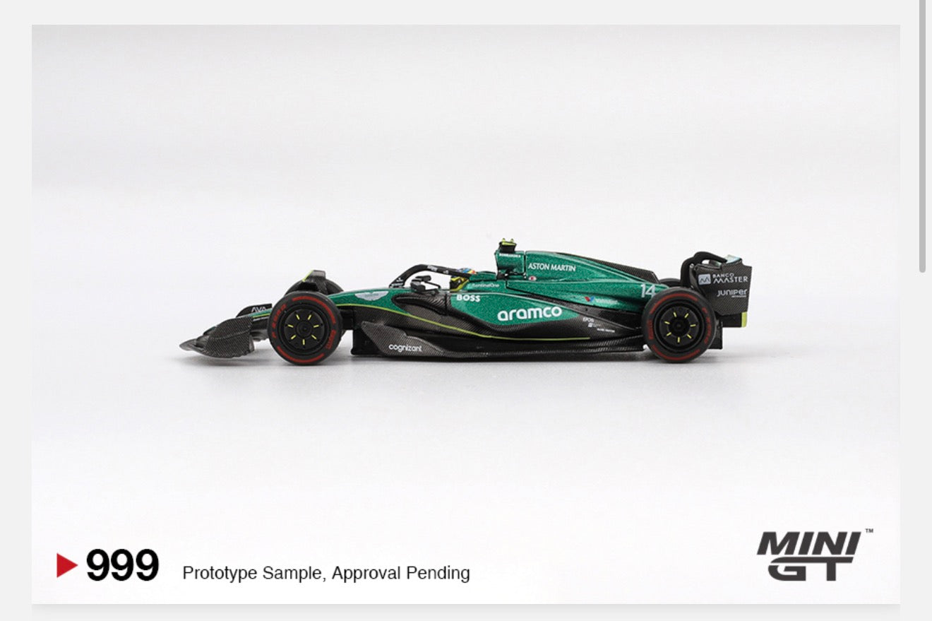 MiniGT 1:64 Aston Martin AMR24 #14 Fernando Alonso 2024 F1 Bahrain GP #999