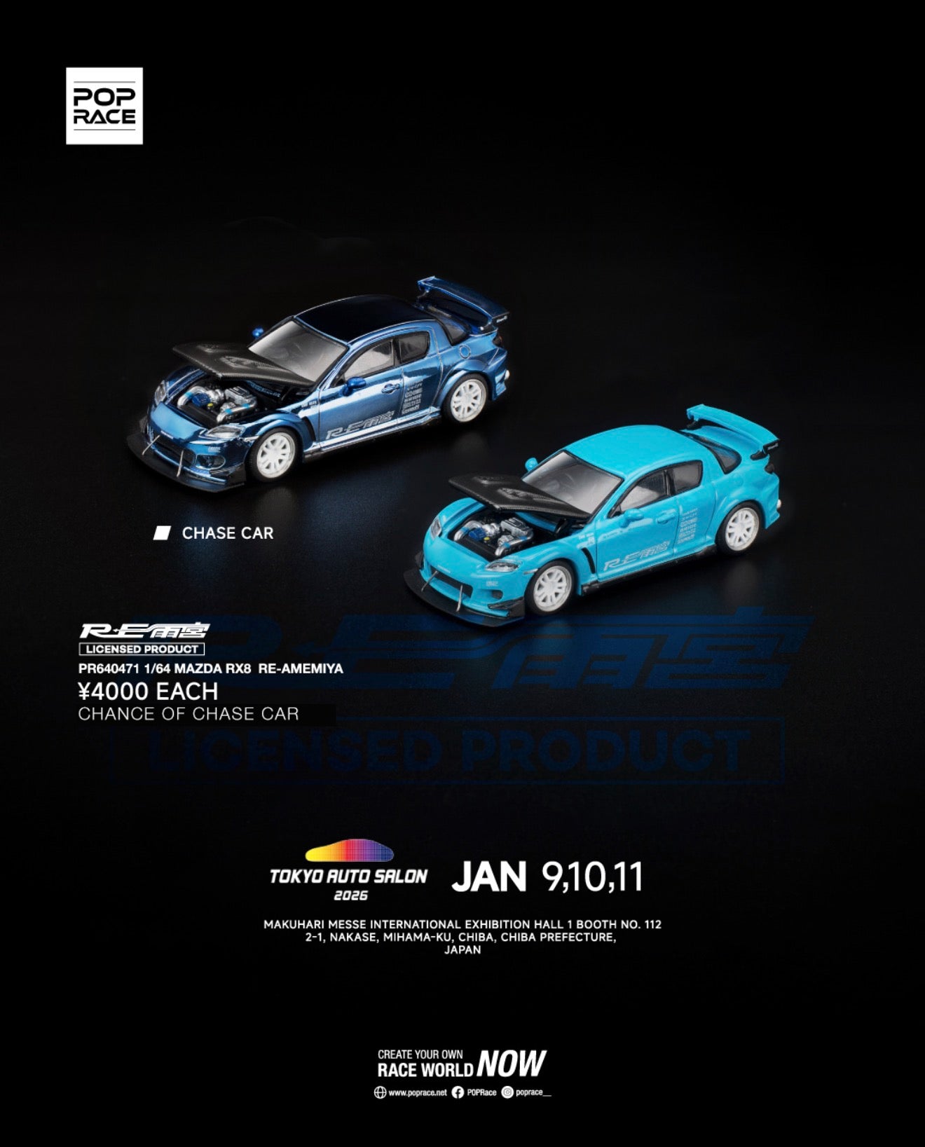 Pop Race 1:64 Mazda RX-8 Re-Amemiya - 2026 Tokyo Auto Salon Japan