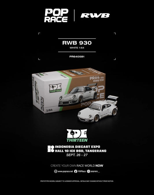 Pop Race 1:64 2026 IDE Exclusive RWB 930 White