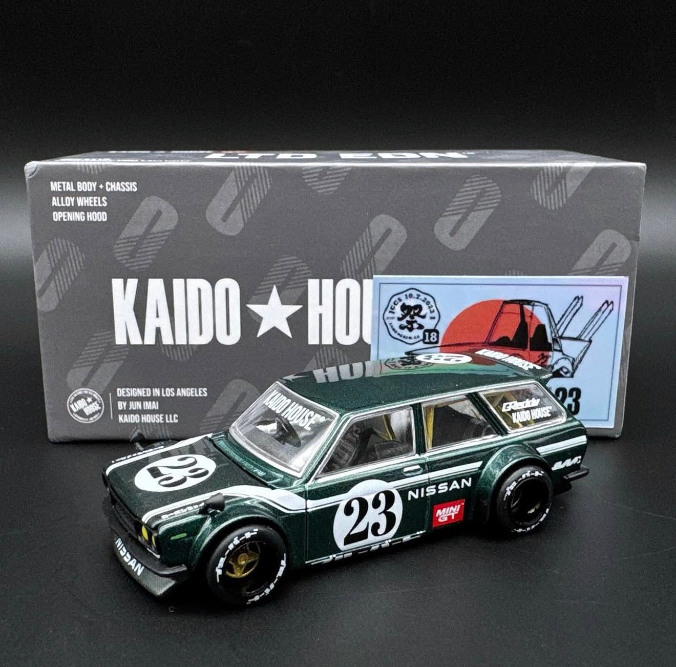 Kaido House 1:64 LTDEDN 2023 JCCS Exclusive Datsun 510 Wagon Green Carbon Fiber - KHMG078
