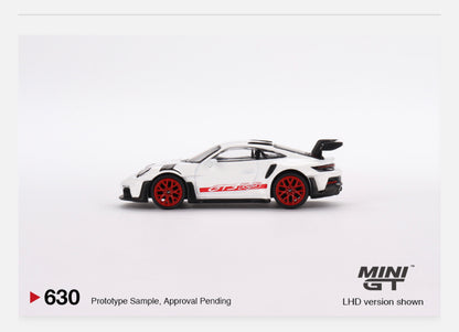 MiniGT 1:64 Porsche 911 (992) GT3 RS – White with Pyro Red Accent Package – MiJo Exclusive #630