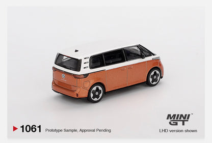 MiniGT 1:64 Volkswagen ID Buzz – Candy White / Energetic Orange #1061