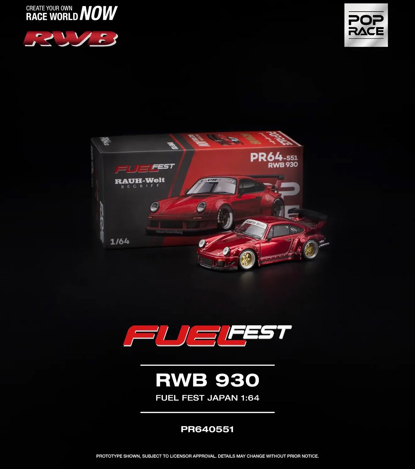 **Limit 2** Pop Race 1:64 2026 Fuel Fest Japan RWB 930 - Red Chrome
