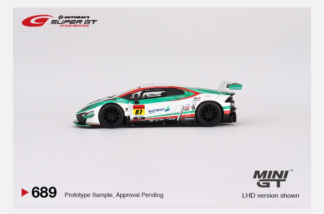 MiniGT 1:64 Japan Exclusive Lamborghini Huracán GT3 EVO2 #87 “Bamboo Airways Lamborghini GT3” JLOC 2023 Super GT Series #689