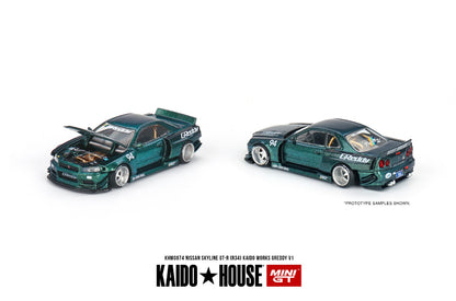 Kaido House 1:64 Nissan Skyline GT-R (R34) Kaido Works Greddy V1 - Regular & Chase PAIR