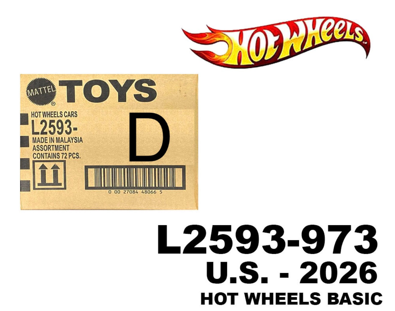 Hot Wheels 1:64 Basic Cars USA Assortment - 2026 D Factory Sealed Case