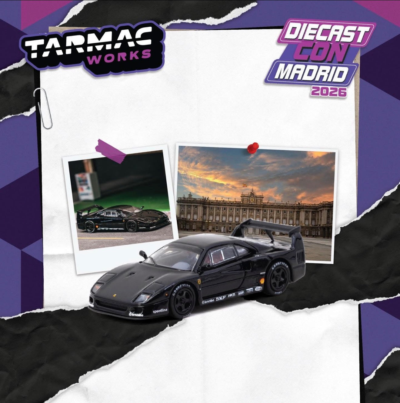 Tarmac Works X IXO 1:64 Ferrari F40 Black - 2026 Diecast Con / SuperCon Exclusive