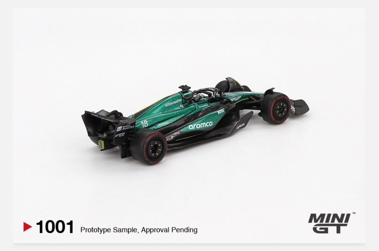 MiniGT 1:64 Aston Martin AMR24 #18 Lance Stroll 2024 F1 Bahrain GP #1001