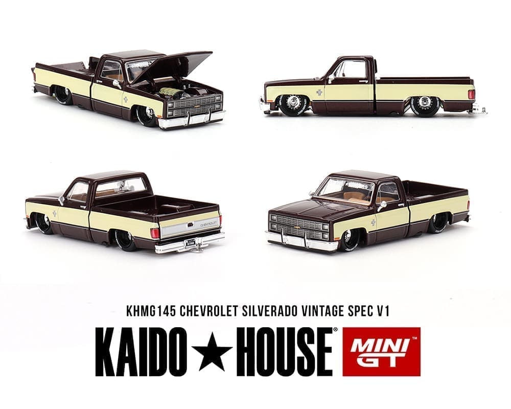 MiniGT X Kaido House 1:64 Chevrolet Silverado Kaido Vintage Spec V1 – Two-Tone Brown Cream