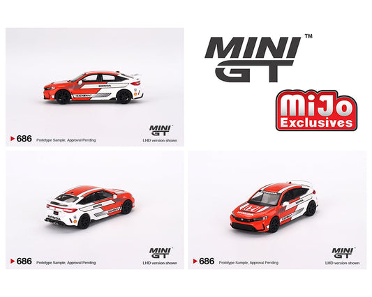 MiniGT 1:64 2023 Honda Civic Type-R Pace Car Red White - MiJo Exclusive #686