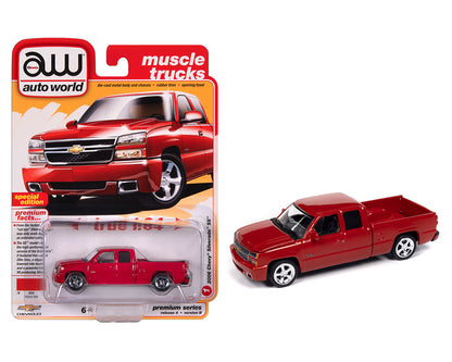 Auto World 1:64 2006 Chevrolet Silverado SS Truck Extended Cab Fleetside – Muscle Trucks - Victory Red