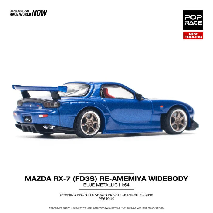 Pop Race 1:64 Mazda RX-7 FD3S RE-Amemiya Metallic Blue