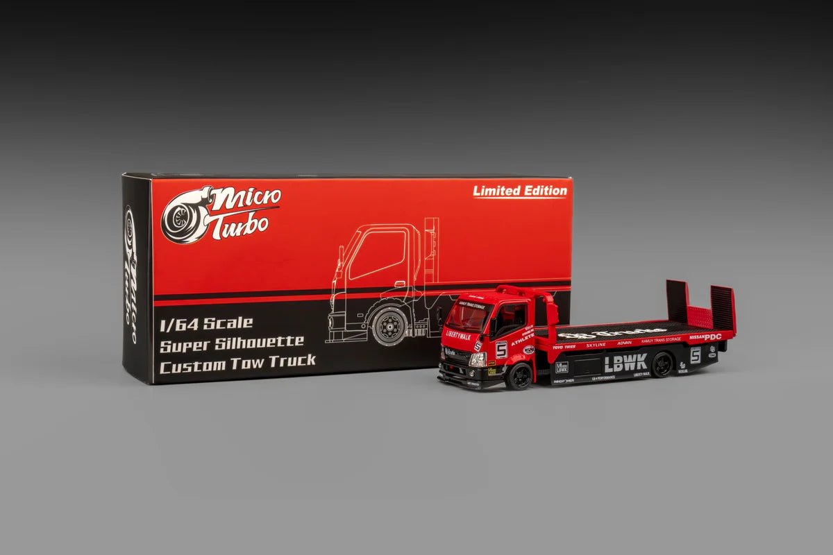 Micro Turbo 1:64 Super Silhouette Custom Tow Truck Red Black - Limited To 999pcs