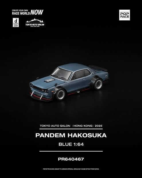 Pop Race 1:64 Tokyo Auto Salon Hong Kong 2025 Exclusive - Pandem Hakosuka Matte Blue
