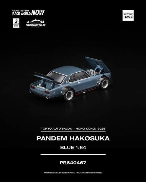 Pop Race 1:64 Tokyo Auto Salon Hong Kong 2025 Exclusive - Pandem Hakosuka Matte Blue