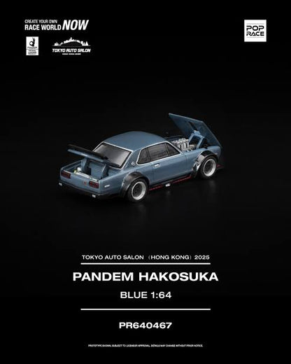 Pop Race 1:64 Tokyo Auto Salon Hong Kong 2025 Exclusive - Pandem Hakosuka Matte Blue