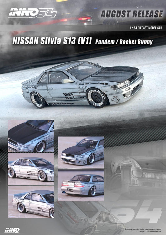 Inno64 1:64 Nissan Silvia S13 V1 Pandem Rocket Bunny - Silver
