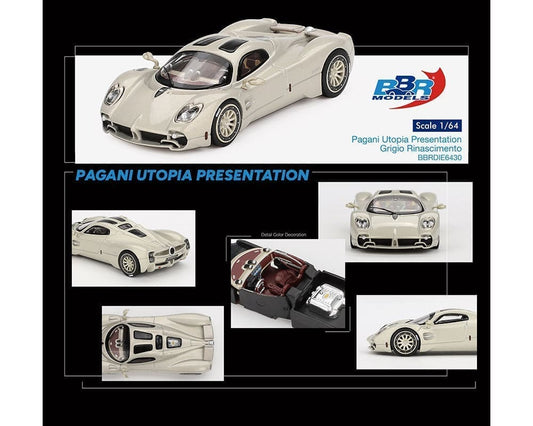 BBR Models 1:64 Pagani Utopia Presentation Grigio Rinascimento