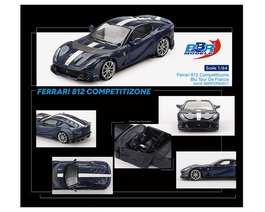 BBR Models 1:64 Ferrari 812 Competitizone Blue Tour De France