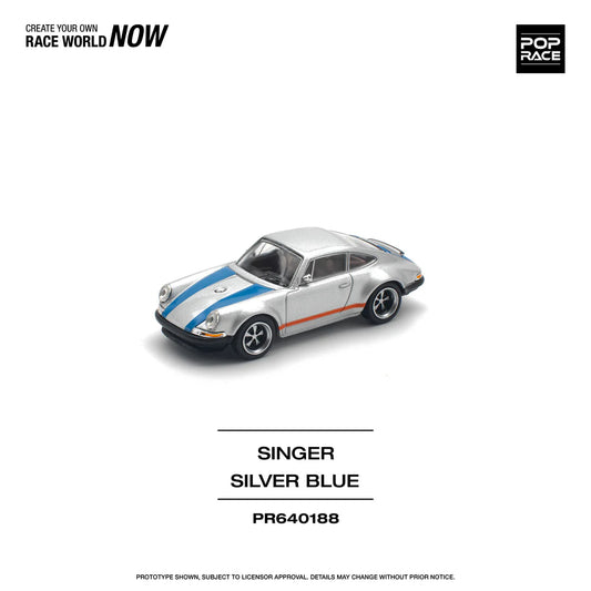Pop Race 1:64 Porsche Singer - Silver/Blue