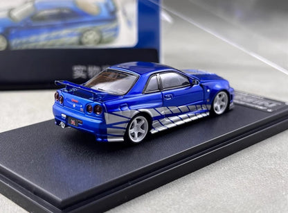 Fast Speed 1:64 Nissan Skyline R34 Z-Tune Blue/Silver