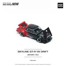 Pop Race 1:64 Nissan Skyline GT-R V8 Drift Hakosuka - Advan Racing