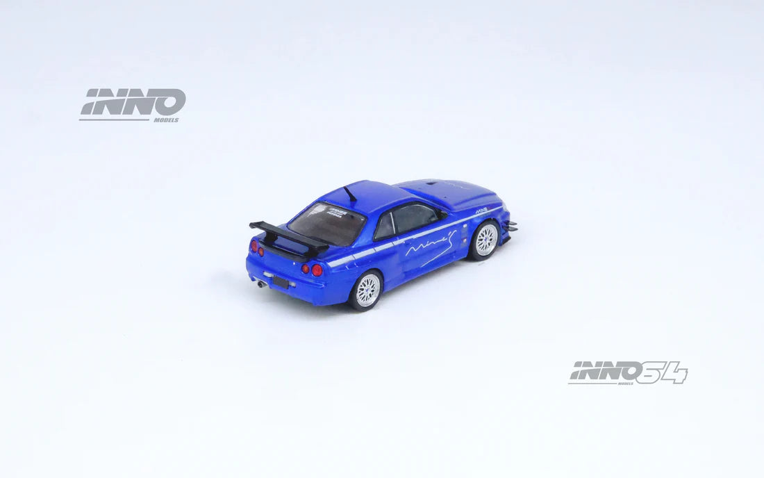 Inno64 1:64 Nissan Skyline GT-R R34 V-Spec Tuned by MINES - Blue