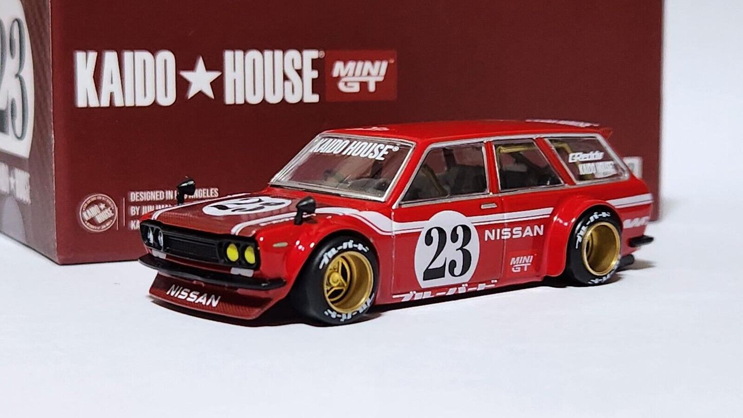 MiniGT X Kaido House 1:64 Datsun Kaido 510 Wagon Carbon Fiber V2 - Red *CHASE*