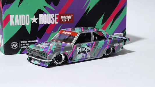 MiniGT X Kaido House 1:64 Datsun 510 Pro Street HKS V1 – Black Green *CHASE*