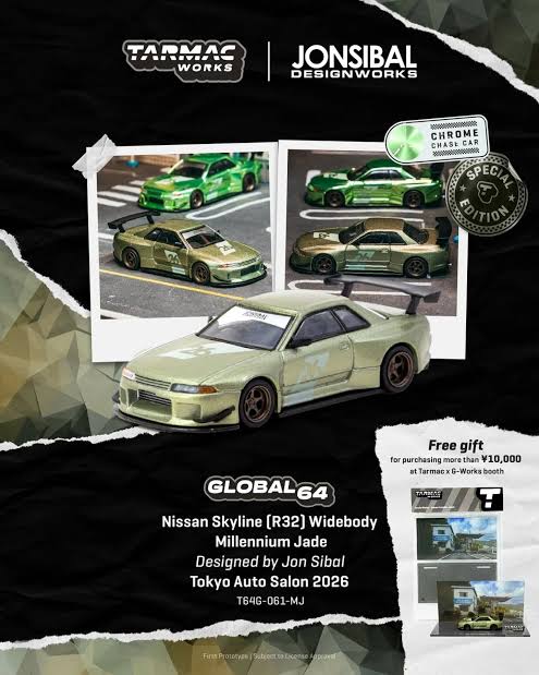 Tarmac Works 1:64 Nissan Skyline R32 Millenium Jade - 2026 Tokyo Auto Salon