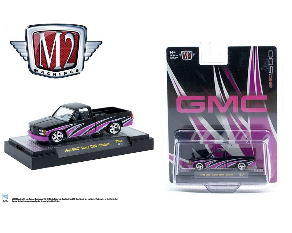 M2 Machines 1:64 1989 GMC Sierra 1500 – Custom Black Pink – Hobby Exclusive