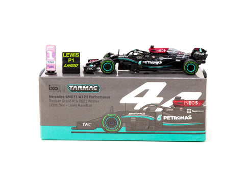 Tarmac Works X iXO Models 1:64 Mercedes-AMG F1 W12  E Performance Russian Grand Prix 2021 #44 Winner - 100th Win - Lewis Hamilton - GLOBAL64