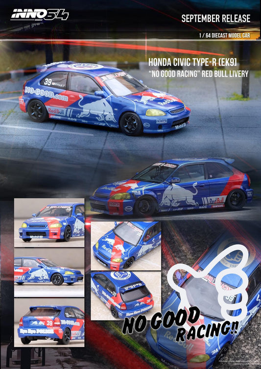 Inno64 1:64 Honda Civic Type-R EK9 "No Good Racing" Red Bull Livery