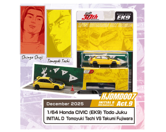 Hobby Japan 1:64 Initial D 30th Anniversary Honda CIVIC (EK9) Todojuku / INITIAL D Tomoyuki Tachi VS Takumi Fujiwara – JDM64
