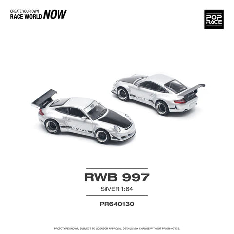 Pop Race 1:64 Porsche RWB Silver 997