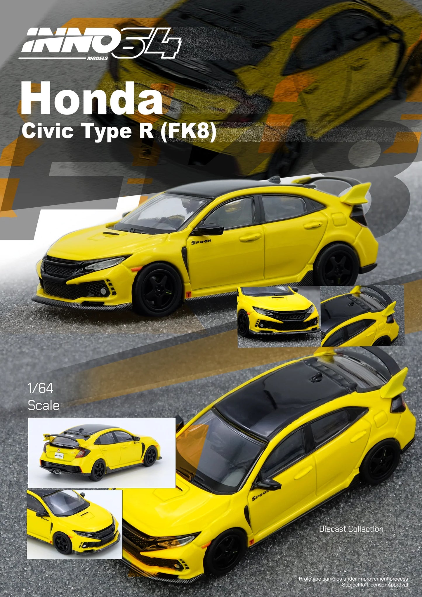 Inno64 1:64 Honda Civic Type-R (FK8) - Yellow