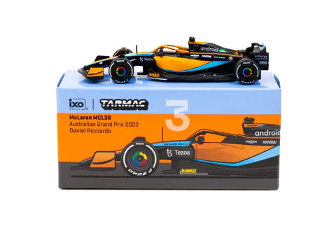 Tarmac Works X iXO Models 1:64 McLaren MCL36 Australian Grand Prix 2022 #3 Daniel Ricciardo - GLOBAL64