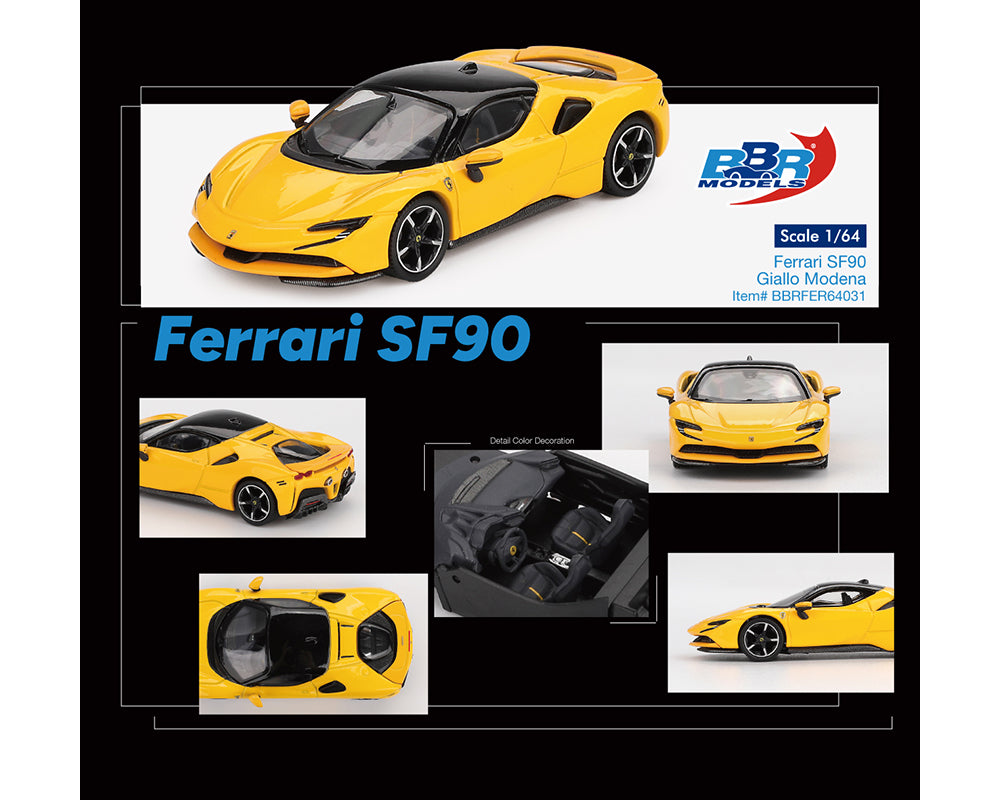 BBR Models 1:64 Ferrari SF90 – Giallo Modena Yellow