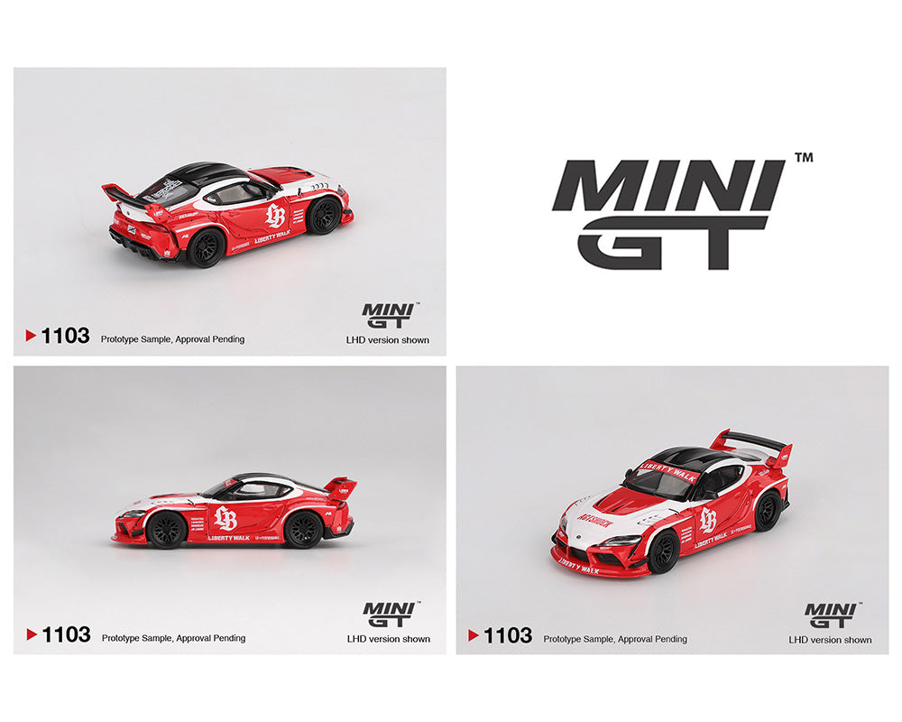 MiniGT 1:64 LB★WORKS Toyota GR Supra – Red/White #1103