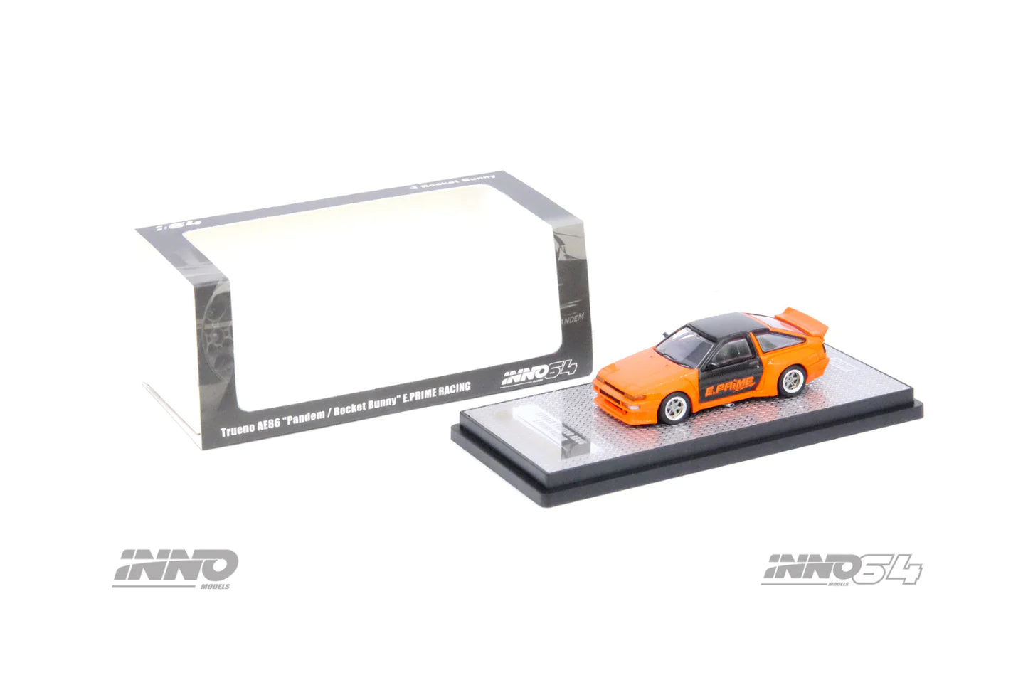 Inno64 1:64 Toyota Corolla Trueno (AE86) Pandem Rocket Bunny "E.Prime Racing" - Orange