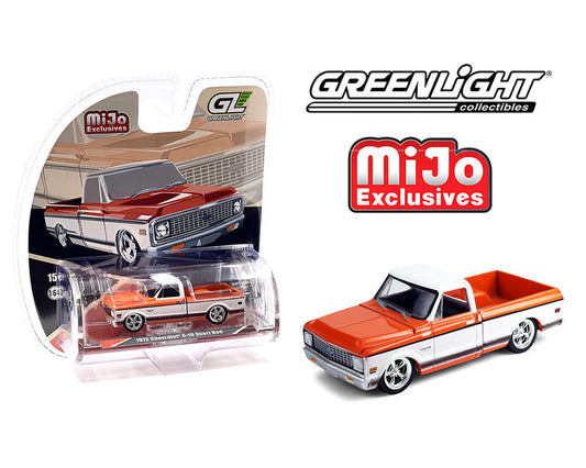 Greenlight 1:64 1972 Chevrolet C-10 Short Bed Custom – Orange with White Two-Tone