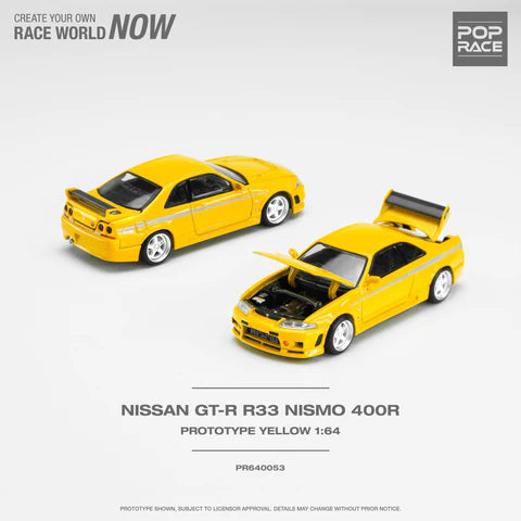 Pop Race 1:64 Nissan GT-R R33 Nismo 400R - Prototype Yellow