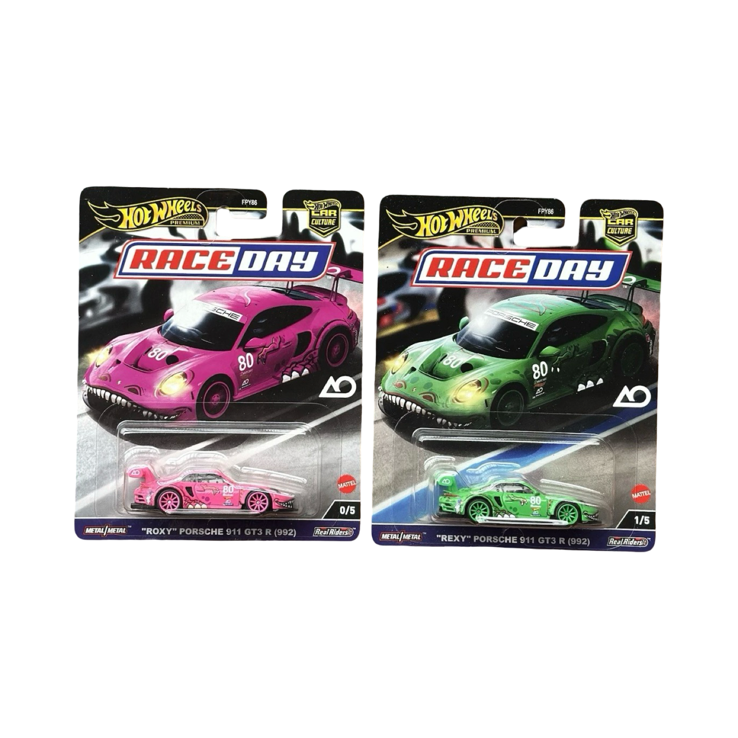 Hot Wheels 1:64 Premium Car Culture 2024 Race Day Porsche 911 GT3 R **PAIR** Rexy (normal) & Roxy (chase)