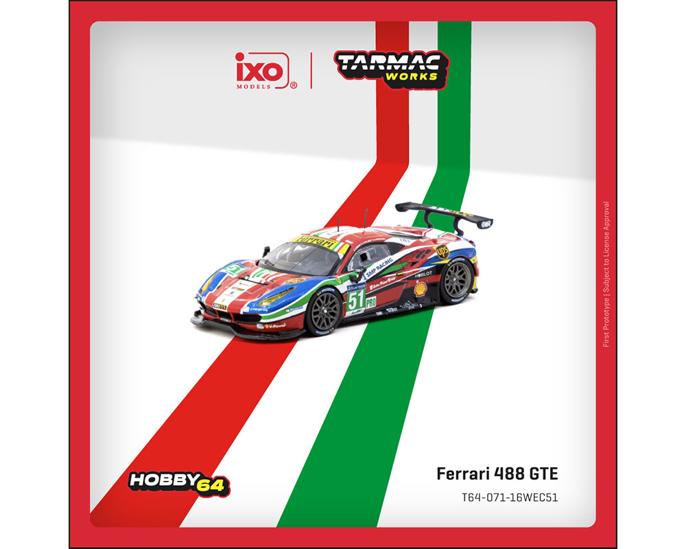 Tarmac Works IXO Model 1:64 Ferrari 488 GTE 24h of Le Mans 2016 #51 – Hobby64