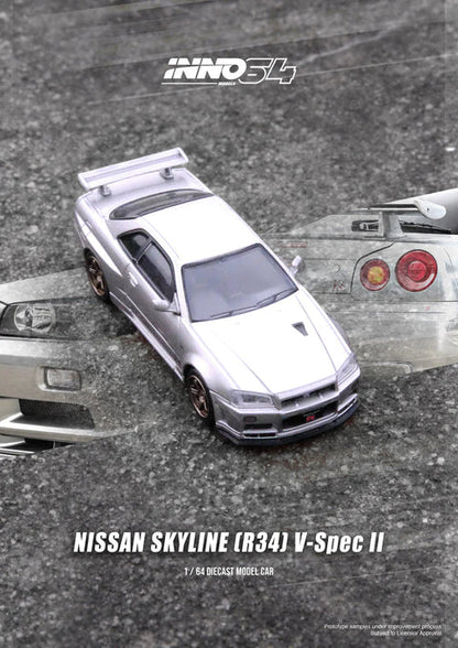 Inno64 1:64 Nissan GT-R (R34) V-Spec II - Silver