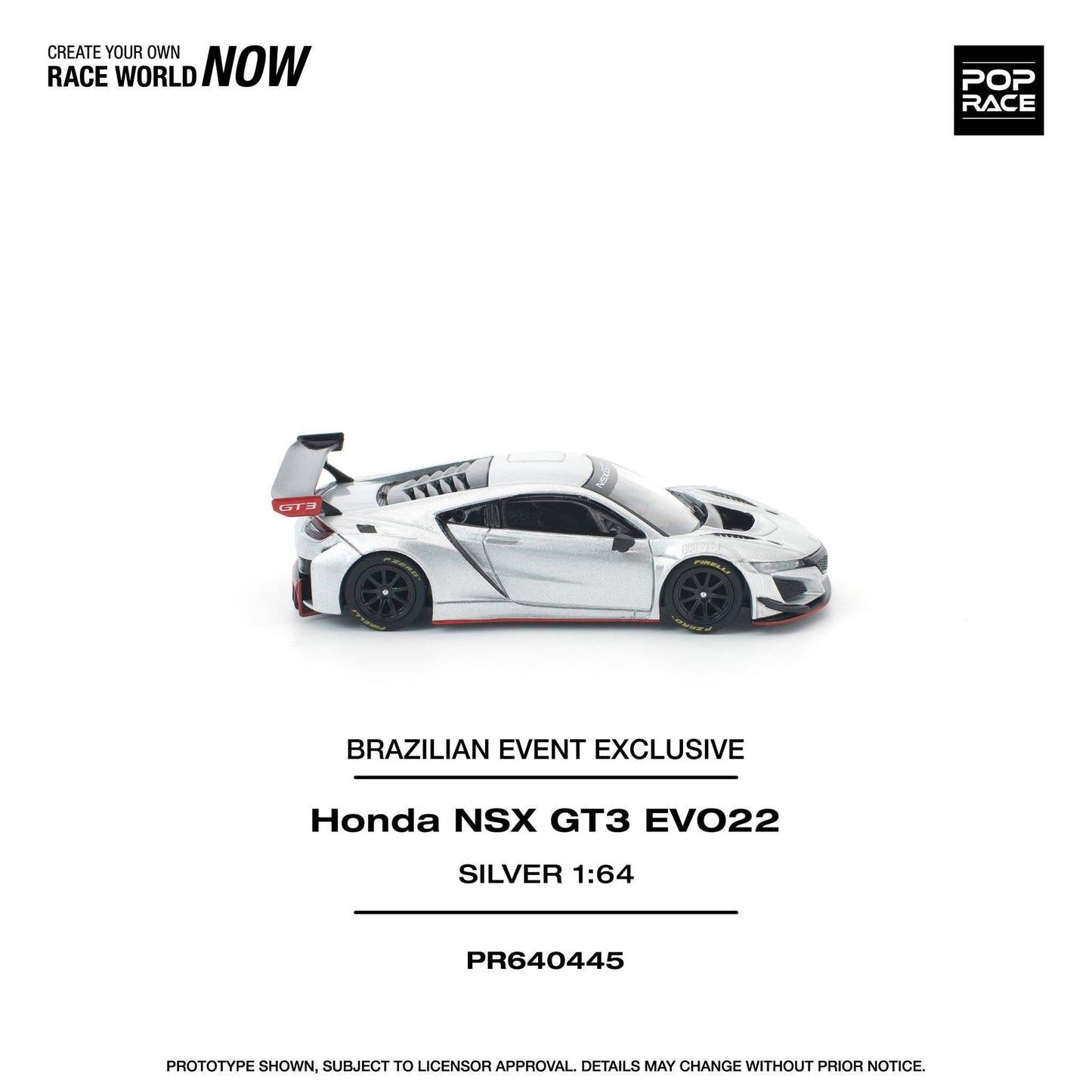 Pop Race 1:64 Honda NSX GT3 Evo Silver - Brazil Event Exclusive
